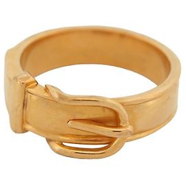 Hermès ANEL DE LENÇO HERMES ANEL DE LENÇO DE OURO COM FIVELA DE CINTO DE METAL OURO Dourado