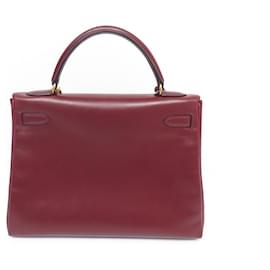 Hermès-Hermès Kelly Handtasche 32 Zurückgegeben in ziegelroter Box-Handtasche aus Leder zum Umhängen-Rot