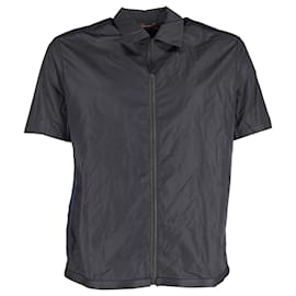 Prada-Prada Sport Kurzärmliges Overshirt aus grauem Nylon-Grau