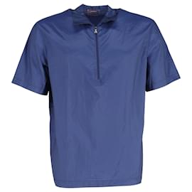 Prada-Prada Sport Kurzarm-Overshirt aus blauem Nylon-Blau,Marineblau