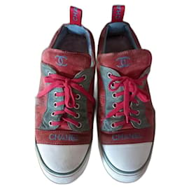 Chanel-Sneakers-Coral,Light blue