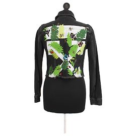 Off White Tropical Arrows Jeansjacke Anthrazit Anthrazitgrau