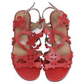 Hermès Sandals Dark Red Leather Dark red
