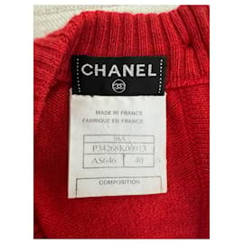 Chanel-Nuovo vestito in cashmere con bottoni e logo CC.-Corallo