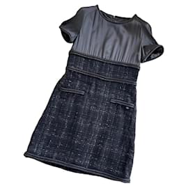 Chanel-Vestido de coquetel de tweed preto-Preto