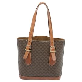 Céline-CELINE Macadam Canvas Hand Bag PVC Brown Auth bs12046-Brown