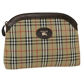 Autre Marque-Burberrys Nova Check Clutch Bag Canvas Beige Brown Auth 65370-Brown,Beige