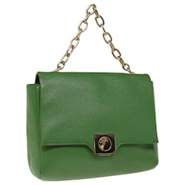 Versace-VERSACE Chain Hand Bag Leather Green Auth ac2754-Green