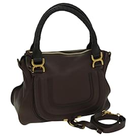 Chloé-Chloe Mercy Hand Bag Leather 2Way Brown Auth am5851-Brown