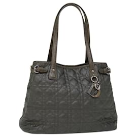 Christian Dior-Christian Dior Tote Bag Coated Canvas Gray Auth hk1106-Brown