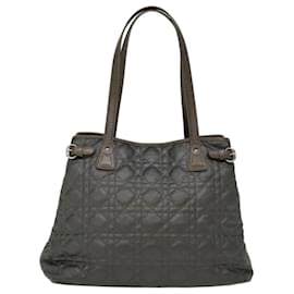 Christian Dior-Christian Dior Tote Bag Coated Canvas Gray Auth hk1106-Brown