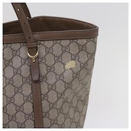 Gucci-GUCCI GG Supreme Tote Bag PVC Leather Beige 309613 Auth ti1553-Beige