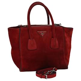 Prada-PRADA Hand Bag Suede 2way Red Auth ep3363-Red