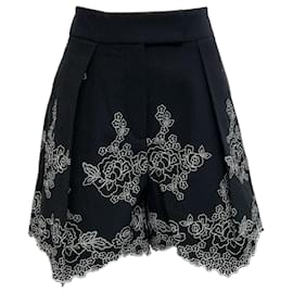 Autre Marque-Pantalón corto Erdem Violeta negro con bordado blanco-Negro
