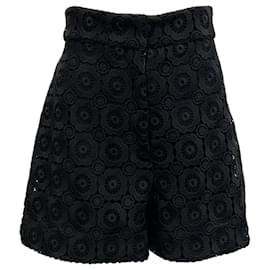 Autre Marque-Moschino Couture Black Lace Eyelet Shorts-Black