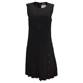 Autre Marque-Chanel Boutique Vestido de lana sin mangas con forro de seda plisado vintage negro-Negro