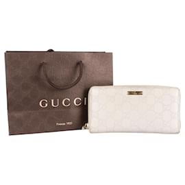 Gucci-Portafoglio lungo con monogramma Gucci GG-Bianco