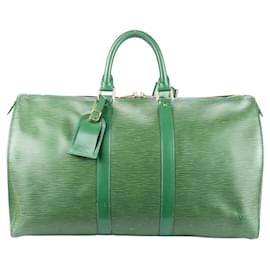 Louis Vuitton-Louis Vuitton Keepall en cuir épi vert 45-Vert
