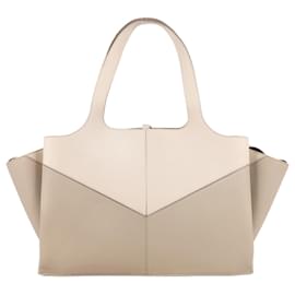Céline-Celine Tri-Fold tote leather handbag in Beige-Beige