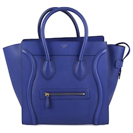 Céline-CELINE Celine Electric Blue Mini Luggage Tote-Blue