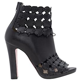 Christian Louboutin-Leather Cutout Ankle Boots-Black