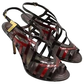 Louis Vuitton-Sandalias Tacón Alto Tricolor-Roja