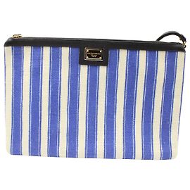 Pochette rayée Dolce & Gabbana en toile bleue et blanche Bleu