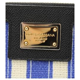 Dolce & Gabbana-Pochette rayée Dolce & Gabbana en toile bleue et blanche-Bleu