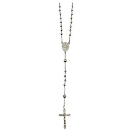 Dolce & Gabbana-Dolce & Gabbana Rosenkranz-Halskette aus Silbermessing-Silber,Metallisch