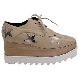 Stella Mc Cartney Stella McCartney Oxfords com plataforma Elyse Star com cordões em couro de bezerro bege Bege