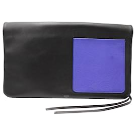 Céline-Celine Folded Clutch Bag in Black and Purple Leather-Black