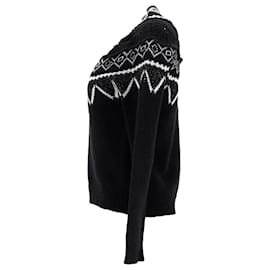 Alberta Ferretti-Suéter estampado de manga comprida Alberta Ferretti em caxemira preta-Preto