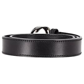 Gucci-Cinturón con hebilla GG entrelazada Gucci en cuero negro-Negro