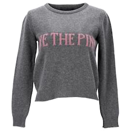 Alberta Ferretti-Alberta Ferretti 'Live The Pink' Sweater in Grey Cashmere-Grey