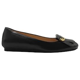 Tod's-Tod's Fringed Ballet Flats in Black Leather -Black