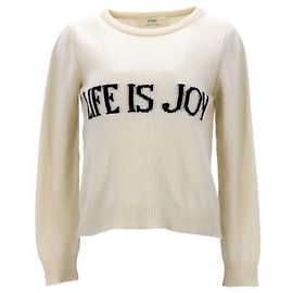 Pull Alberta Ferretti 'Life is Joy' en cachemire crème Blanc Écru
