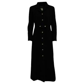 Chanel Fall winter 1996 Elegant Cashmere Coat with Logo Embossed Buttons Black