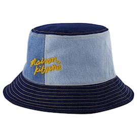 Autre Marque-Chapeau Bob en Denim - Maison Kitsune - Coton - Bleu-Bleu