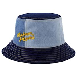 Autre Marque-Denim Bucket Hat - Maison Kitsune - Cotton - Blue-Blue
