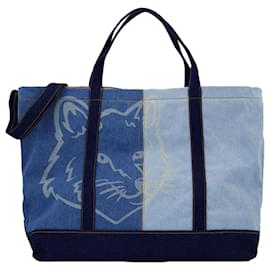 Autre Marque-Fox Head Weekender Shopper Bag - Maison Kitsune - Denim - Blue-Blue