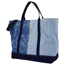 Autre Marque-Sac cabas Fox Head Weekender - Maison Kitsune - Denim - Bleu-Bleu