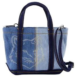 Autre Marque-Fox Head Mini Shopper Bag - Maison Kitsune - Denim - Blue-Blue