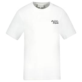 Autre Marque-Camiseta cómoda con escritura a mano - Maison Kitsune - Algodón - Blanco/De color negro-Blanco
