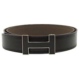 Hermès-Cintura reversibile Hermes Constance in pelle nera e marrone-Nero