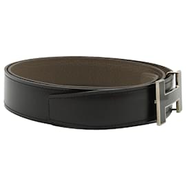 Hermès-Cintura reversibile Hermes Constance in pelle nera e marrone-Nero