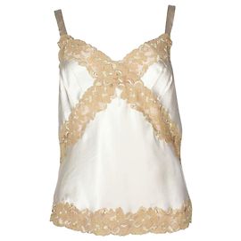 Dolce & Gabbana Golden Lace Ivory Elegant Top White Cream