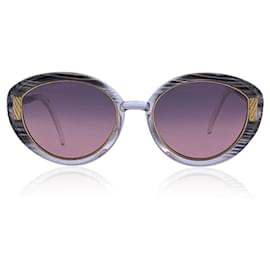 Autre Marque-Vintage Grauer Farbverlauf B10 Ovale Sonnenbrille mit Kristallen 140 MM-Grau