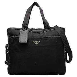 Prada-Prada Tesssuto Logo Business Bag Sac d'affaires en toile V361 en bon état-Autre