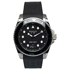 Gucci-Relógio de mergulho de borracha de aço inoxidável de quartzo preto Gucci-Preto