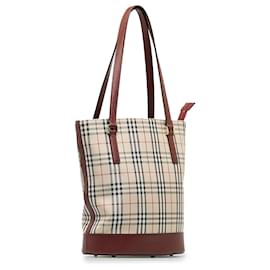 Burberry-Burberry Brown House Check Tote Bag-Brown,Red,Beige